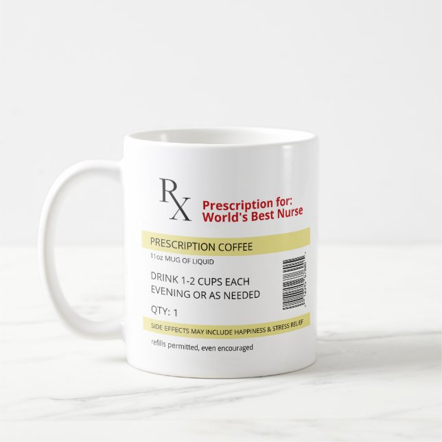 Novelty RX Coffee Mugg - Lustigt receptbelagt kaff (Vänster)