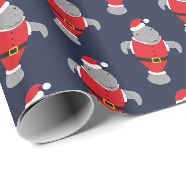 Novelty Santa Animal Manatee jul Presentpapper (Rullad Hörn)