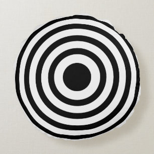 Novelty Svartvitt Bullseyes Circles Rund Kudde