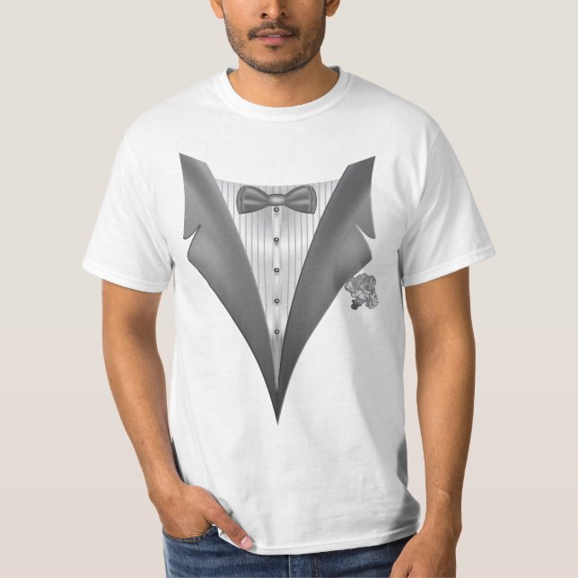 Novelty Tuxedo Tux-utskrift T Shirt (Framsida)