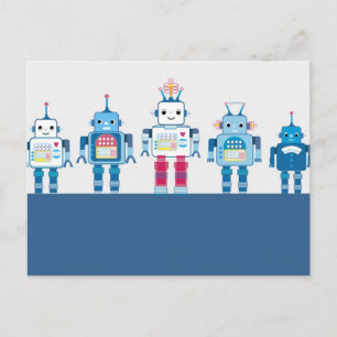 Noveltyer för coola Blue- och Red Robots- Vykort