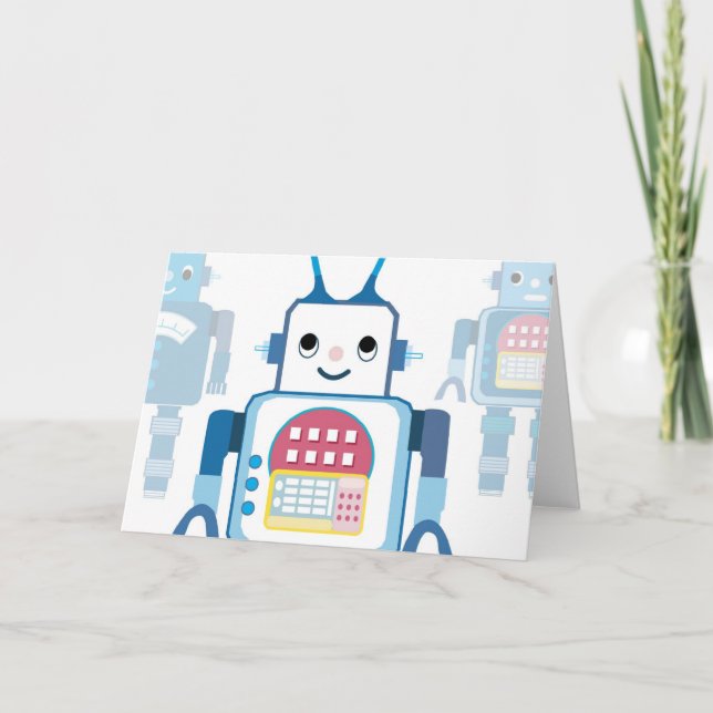 Noveltyer för coola Blue Robot Gifts Kort (Framsida)