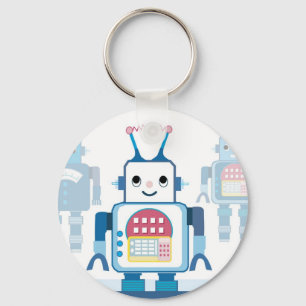 Noveltyer för coola Blue Robot Gifts Nyckelring