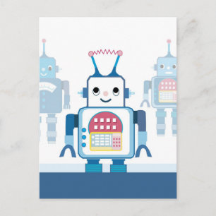 Noveltyer för coola Blue Robot Gifts Vykort