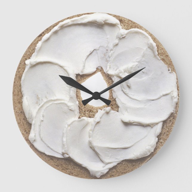 Noveltyn Bagel och Cream Cheese Stor Klocka (Framsida)