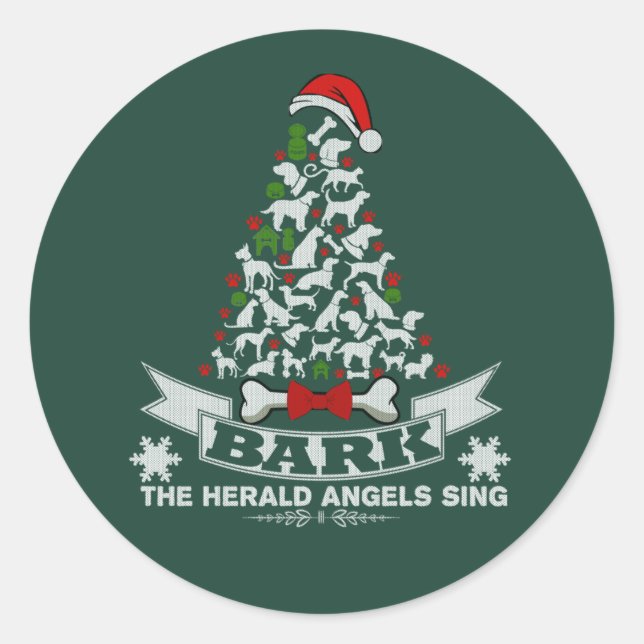 Noveltyn Bark jul-Hund Runt Klistermärke (Framsida)