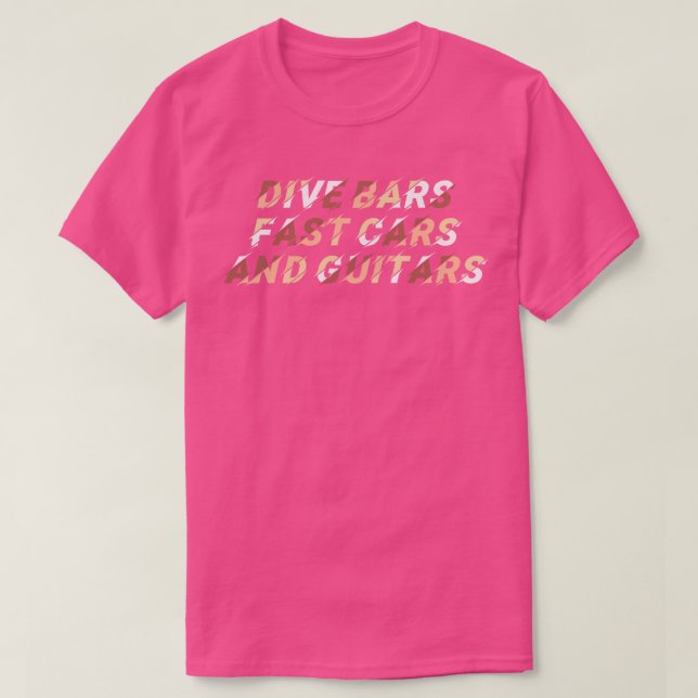 Noveltyn Dive Pub Fast s och Guitars Typography T Shirt (Design framsida)