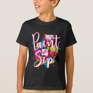 Noveltyn Färg och sip Party Art Night Vin Canvas T Shirt