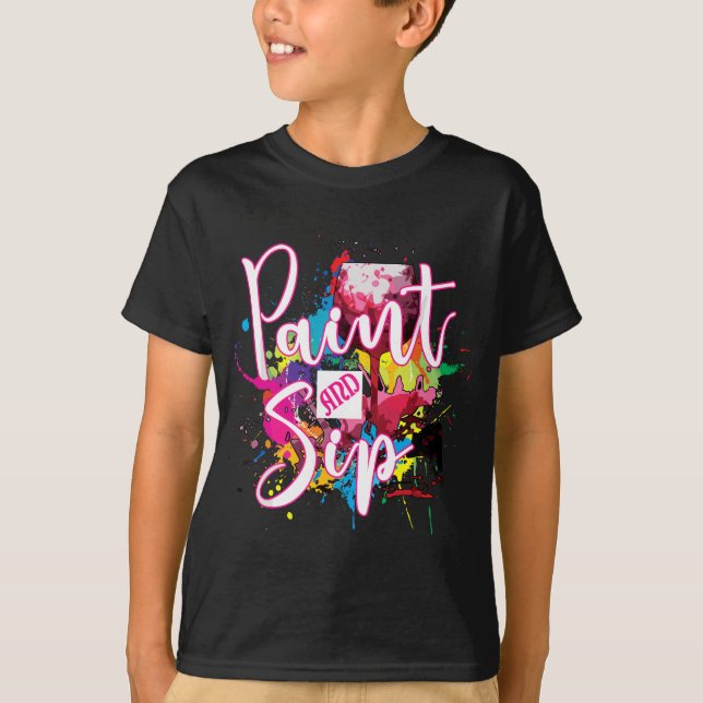 Noveltyn Färg och sip Party Art Night Vin Canvas T Shirt (Framsida)