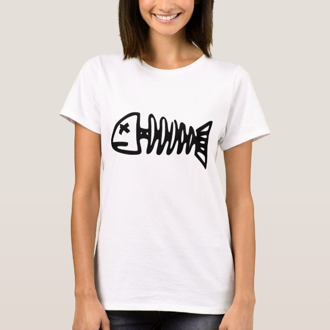 Noveltyn FISH SKELETON, Helgdag, kvinnor T Shirt (Framsida)