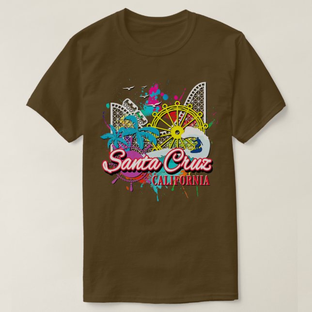 Noveltyn för Santa Cruz California Beach Amusement T Shirt (Design framsida)