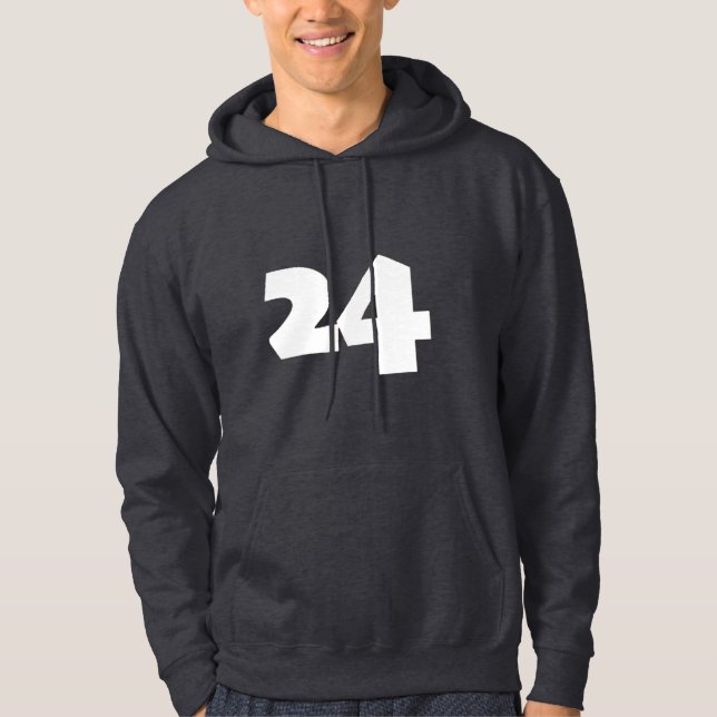 Noveltyn nummer 24 för utskrift: endast nummer hoodie (Framsida)