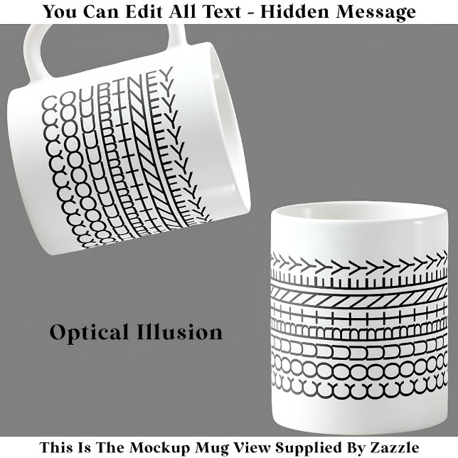 Noveltyn Optical Illusion Namn Mugg 114B Gömt text (Skapare uppladdad)