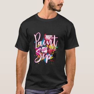 Noveltyn Paint och Sip Py Night Vin Canvas T Shirt