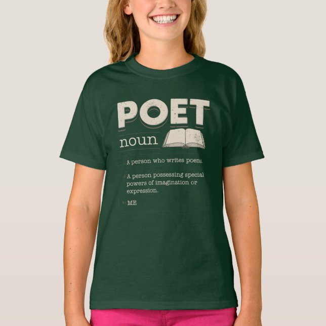 Noveltyn Poet Definition Funny Laureate T Shirt (Framsida)