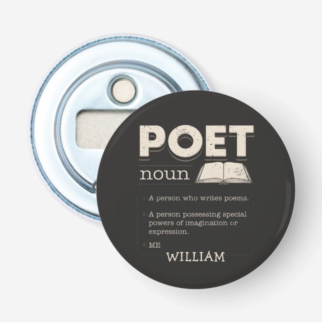Noveltyn Poet Definition Gag Funny Poetry Writer Flasköppnare (Framsidan)