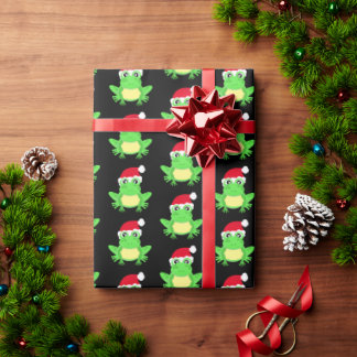 Noveltyn  vid jul Black Frog Santa Hat Mönster Presentpapper