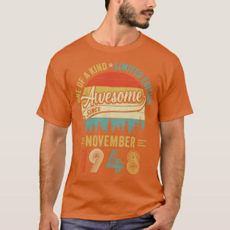 November 1948 Vintage 75 år gammal Retro 75:e Birt T Shirt
