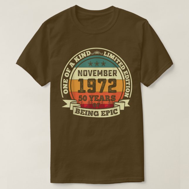 November 1972 50 födelsedagspresent 50 år t shirt (Design framsida)
