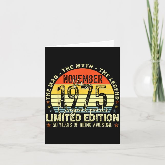 November 1975 50th Birthday For Men Women 50 Year  Kort (Framsida)