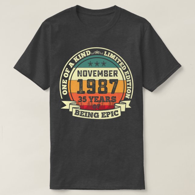 November 1987 35e födelsedag 35 år efter födseln t shirt (Design framsida)