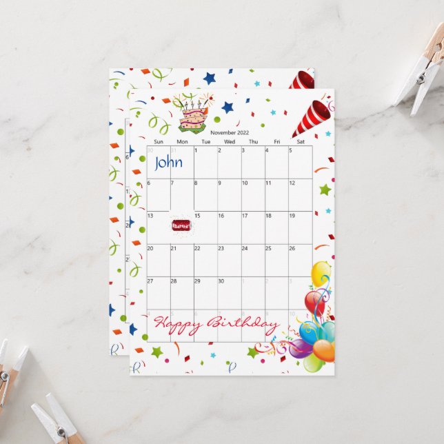 November 2022 - inbjudan till kalendern Grattis på (Fram/Back In Situ)