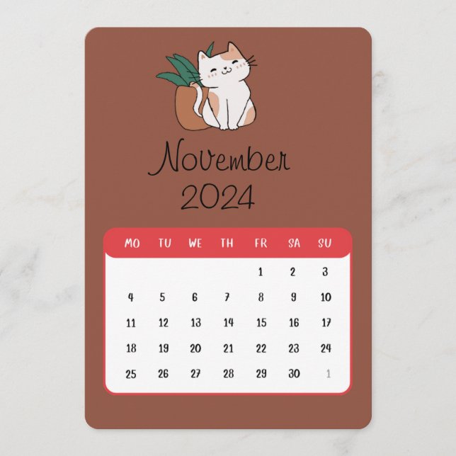 November 2024: Ensam- och växtkalender Meny (Framsida)