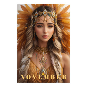*~* NOVEMBER AP53 Headdress Topaz Birthstone Fototryck
