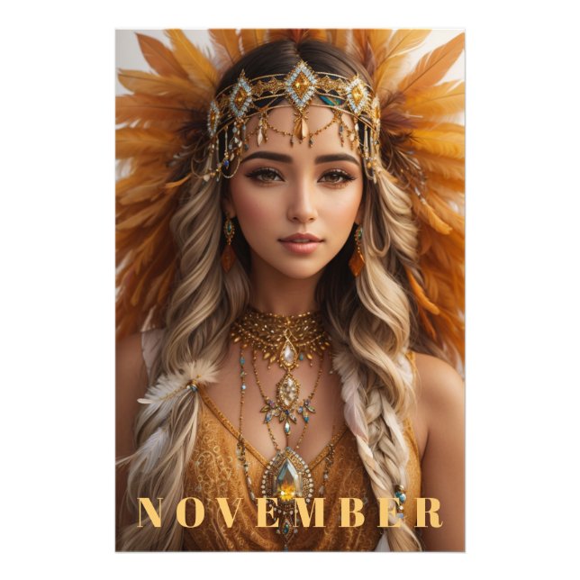 *~* NOVEMBER AP53 Headdress Topaz Birthstone Fototryck (Framsidan)