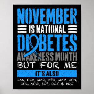 November är diabetesmedvetande Månad blå Poster