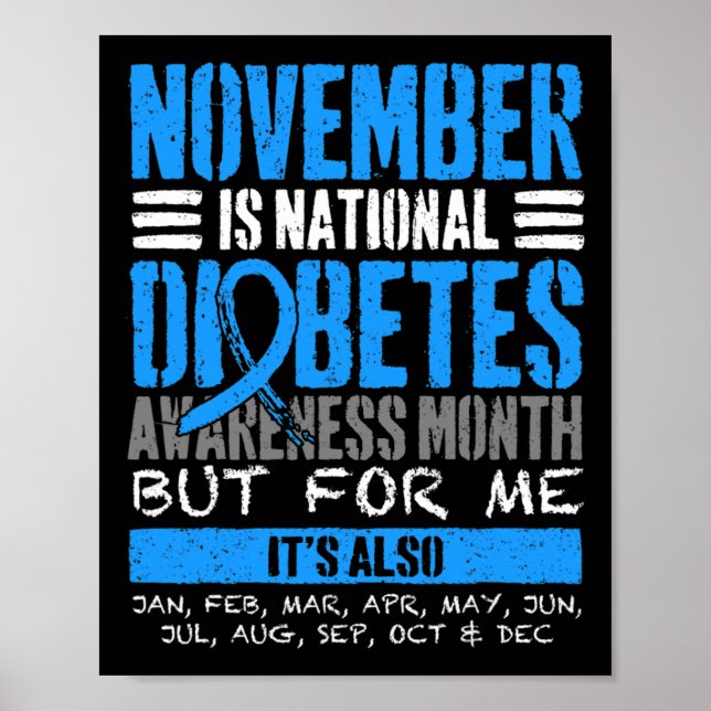 November är diabetesmedvetande Månad blå Poster (Framsidan)