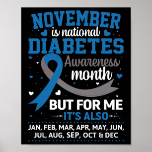 November är diabetesmedvetande Månad Blue och Gråt Poster