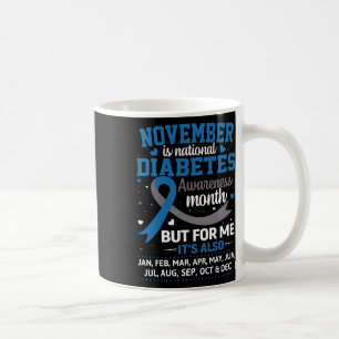 November Är Diabetesmedvetenhet Månad Blå Och Grå Kaffemugg