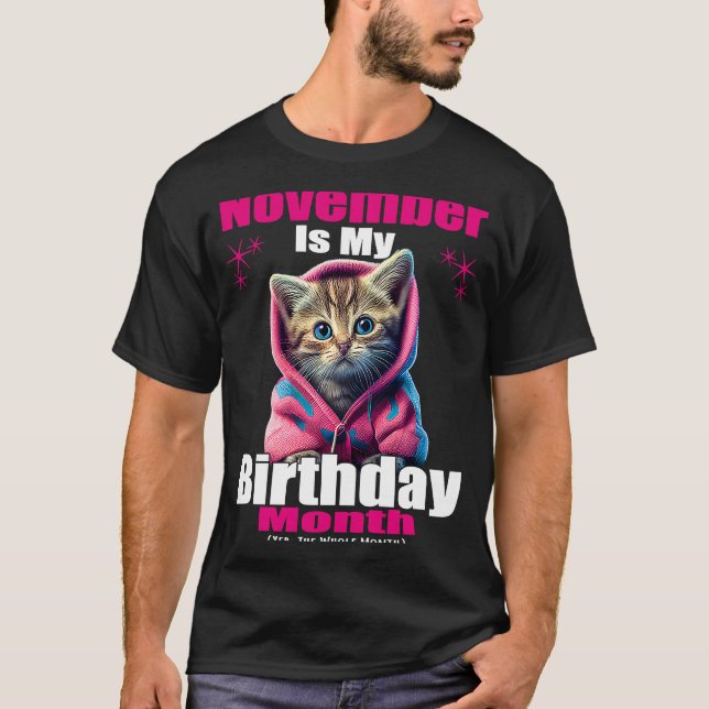 November är min födelsedag, hela månaden Kitten T Shirt (Framsida)