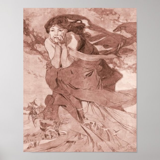 November Art Nouveau Alphonse Mucha Poster (Framsidan)