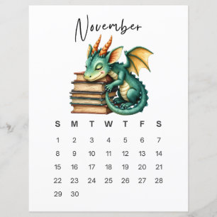 November Baby Dragon Konsttryck Whimsical Fantasy