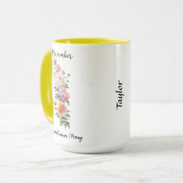 November Birth Flower Chrysanthemum och Peony Mugg