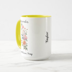 November Birth Flower Chrysanthemum och Peony Mugg