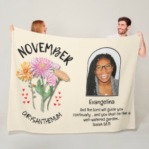 NOVEMBER Birth Month Flower NAMN PHOTO Christian Fleecefilt