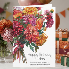 November Birth Month Flowers Happy Birthday Card Kort