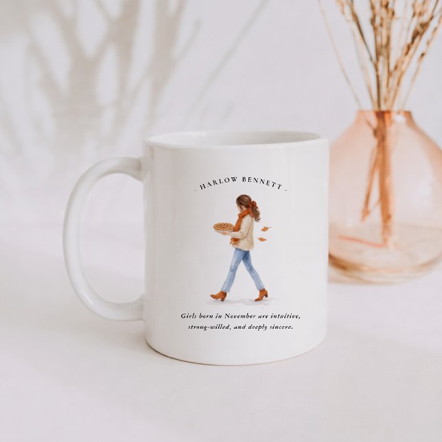 November Birth Month Girl | Monogram  Kaffemugg (Skapare uppladdad)