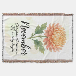 November Birth Month Throw Blanket – Chrysanthemum Filt