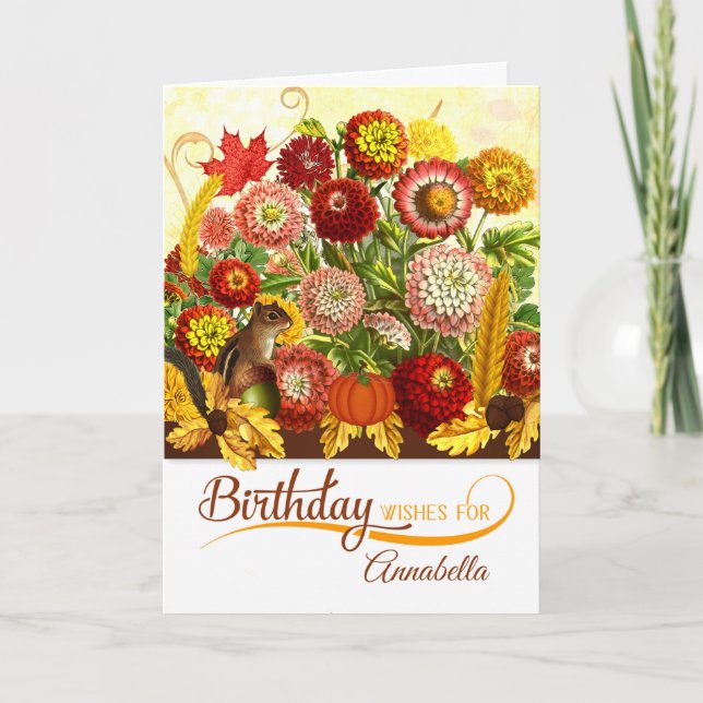 November Birthday Chrysanthemum Garden med Namn Kort (Framsida)