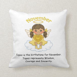 November Birthstone ängelbrunett Kudde