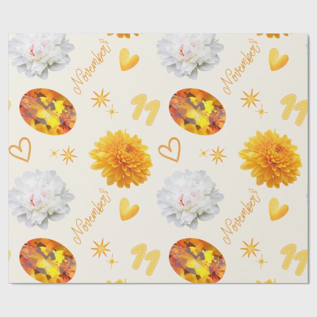 November Birthstone & Flower | Citrine & Chrysanth Presentpapper (Platt)