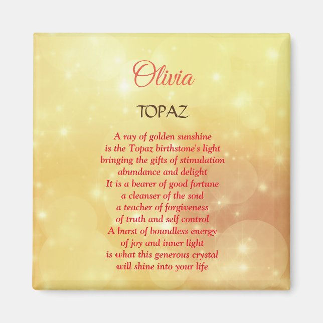 November Birthstone Topaz-design Magnet (Framsidan)