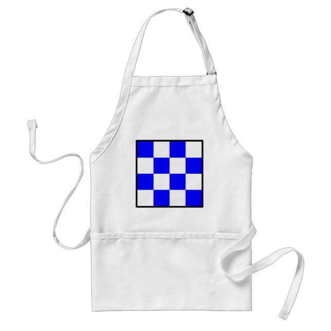 NOVEMBER Blue White Checkered Square Förkläde (Framsidan)