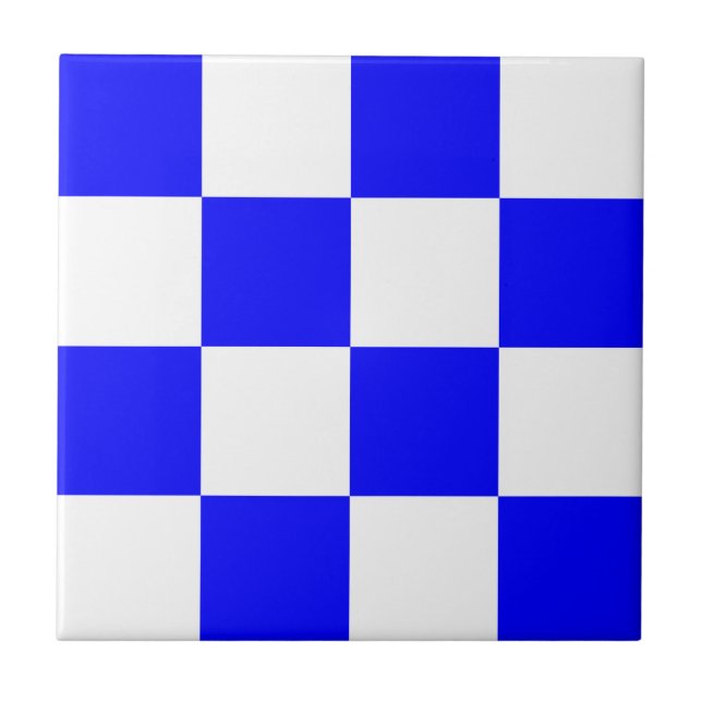 NOVEMBER Blue White Checkered Square Kakelplatta (Framsidan)