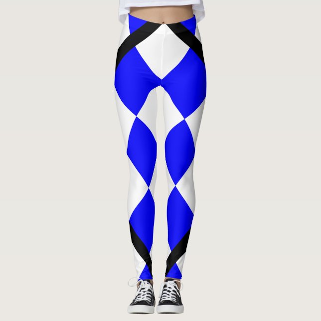 NOVEMBER Blue White Checkered Square Leggings (Framsida)
