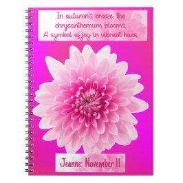 November Chrysanthemum Birth Flower Spiral Noteboo Anteckningsbok